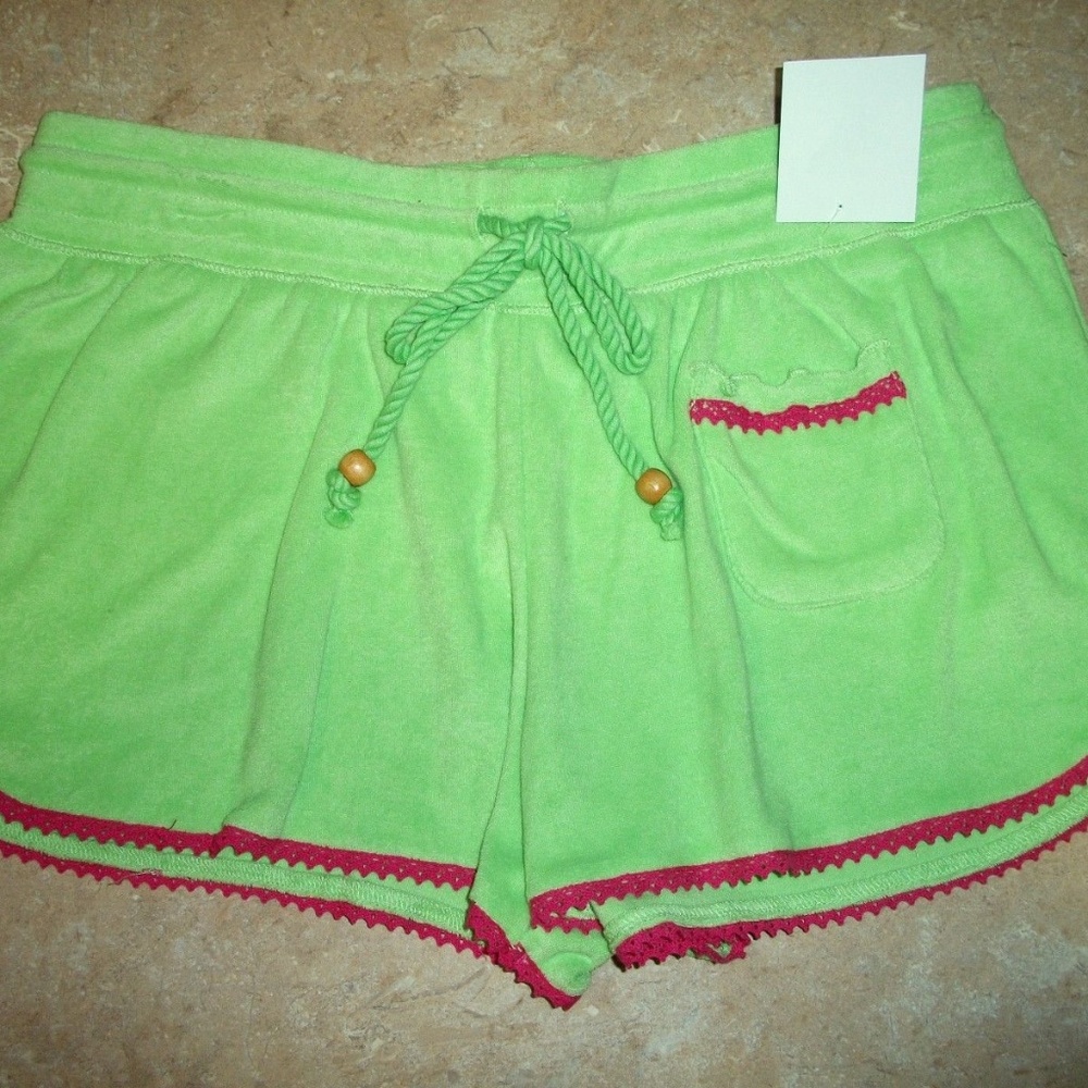 Kensie Lime Green Stretch Terry Boxer Boy Shorts M
